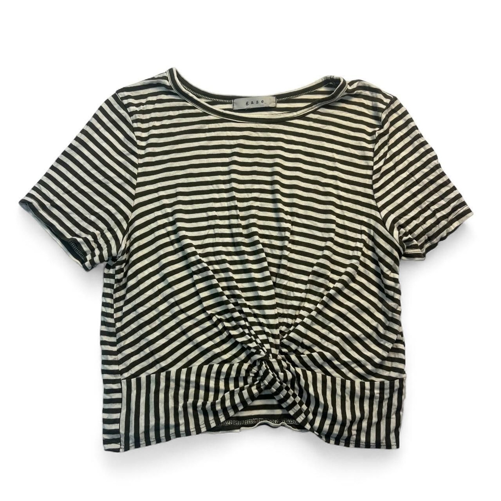 Y2K Summer Gaze Green & White Striped Twist Front Crop Top