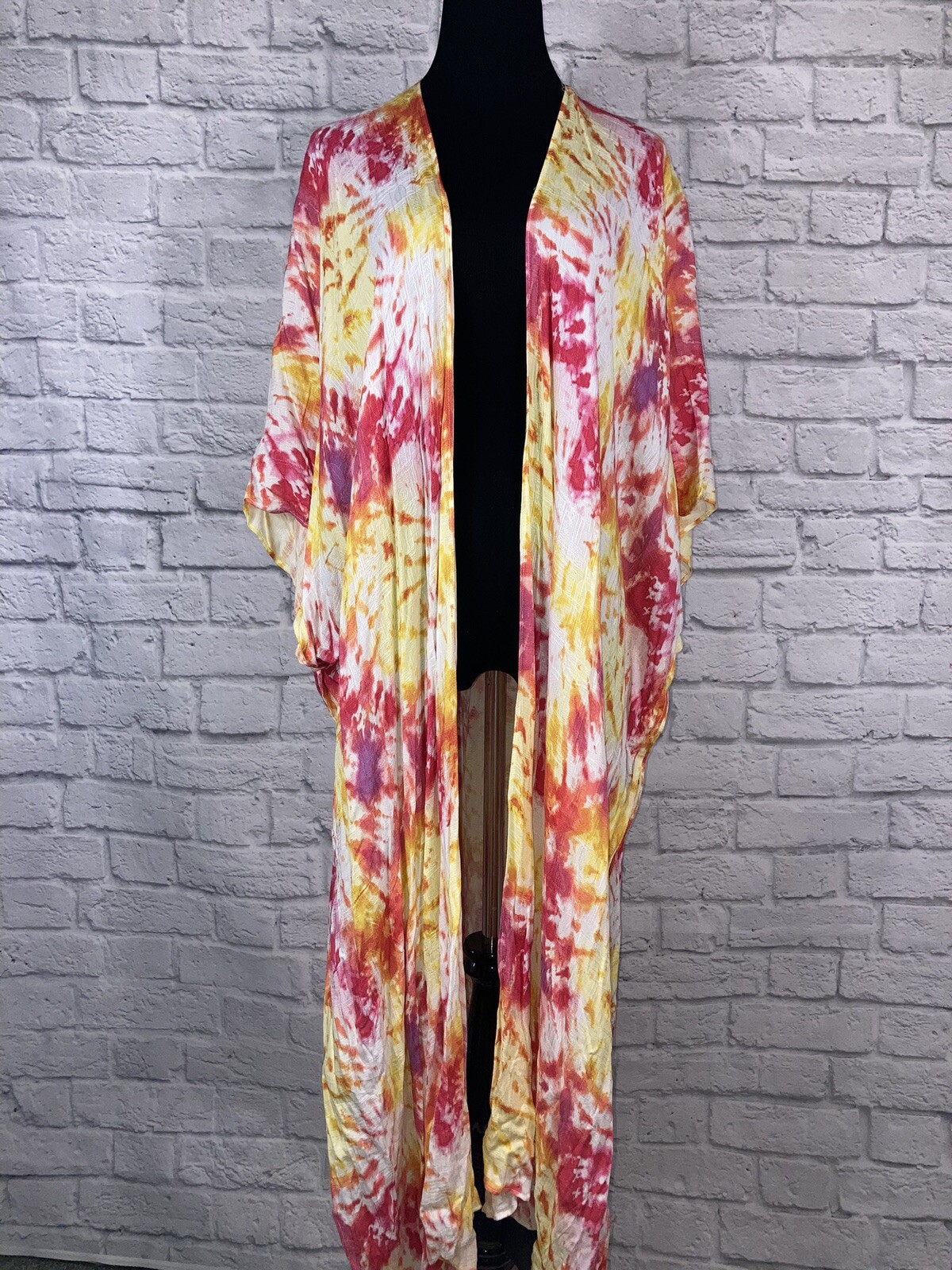 Torrid Pink Yellow Tie Dye Duster Kimono Wrap Cover Up Plus Size 3 3X 22/24 NWT