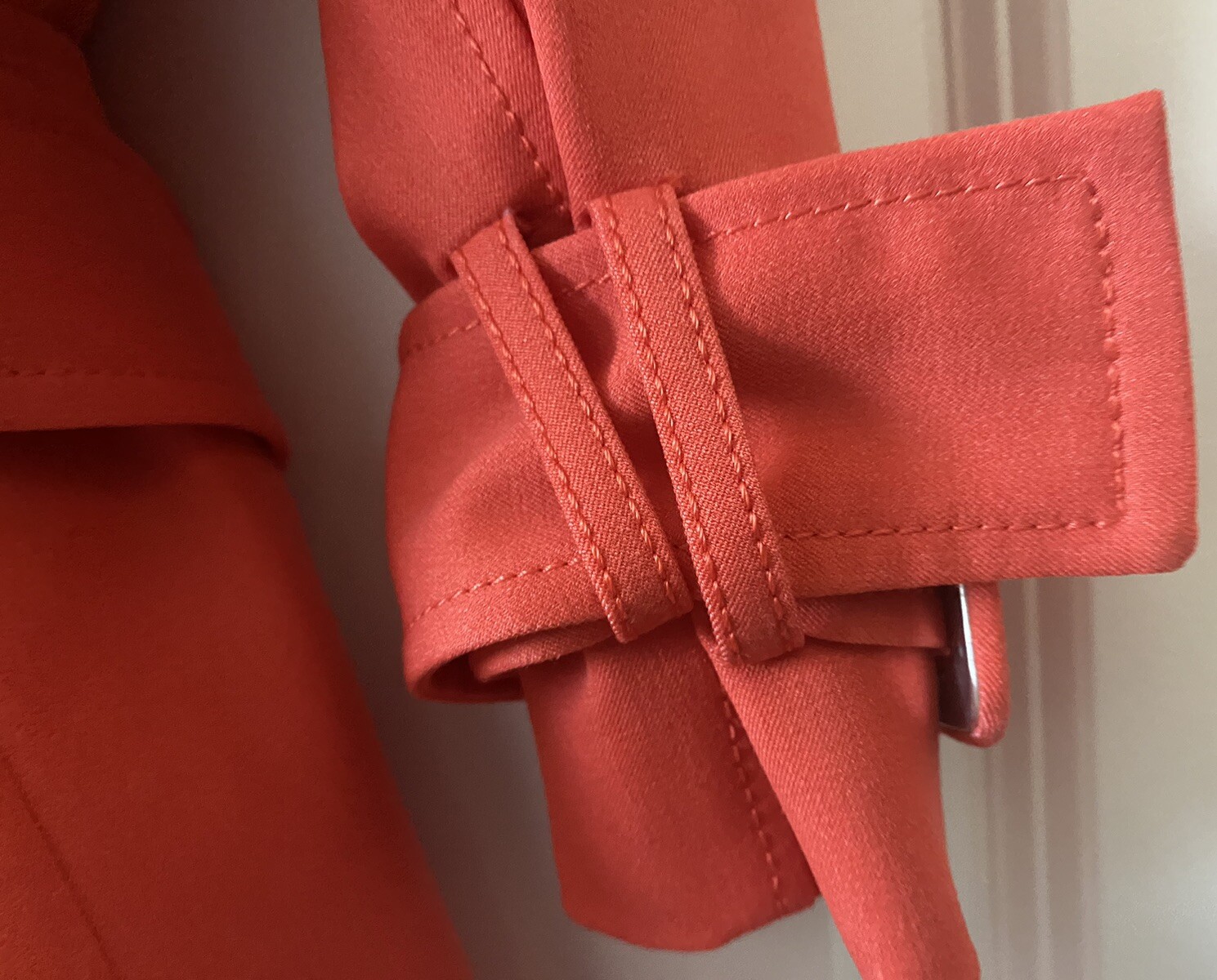 Sharagano Top Women’s Size 8 Double Breasted Belted Blouse Button Fitted Coral