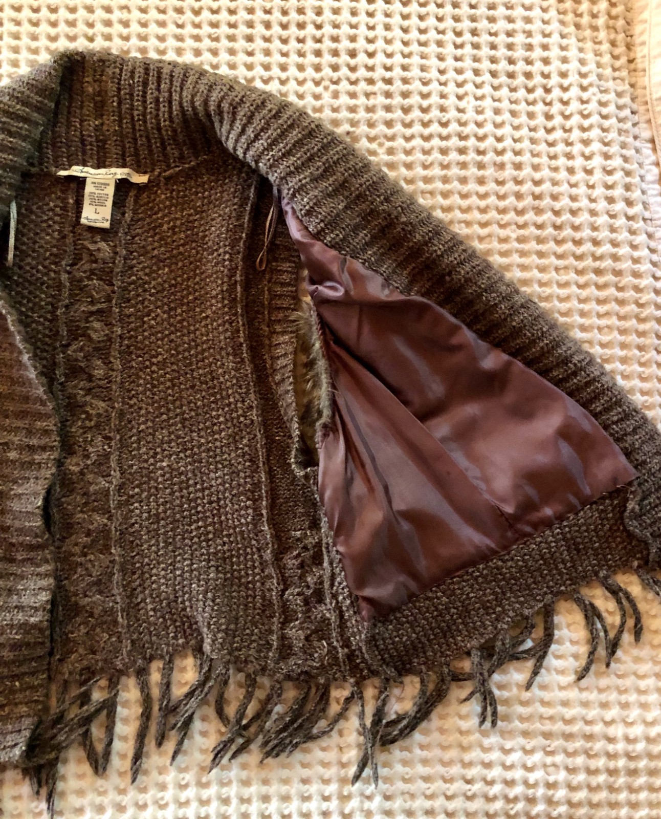 Woman’s Wool/Mohair Fur Vest Size L by American Rag Cie
