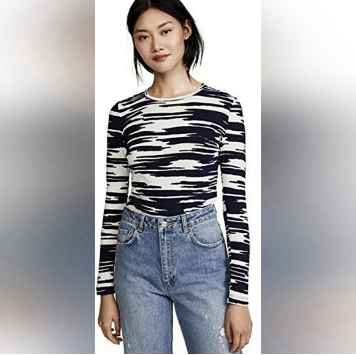 Tory burch/ Tara space- dyed long sleeve tee, size xsmall, 100 % Cotton
