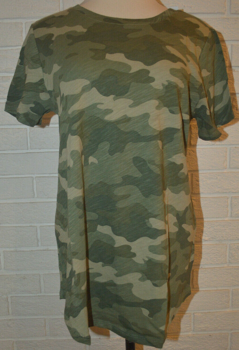 Women’s Old Navy Green Camo Short Sleeve Slub Crew T-Shirt Top MT, LT, M,L,XL,2X