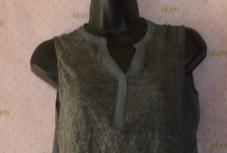 $48 LUSY & LAUREL HI LO LINEN TANK BLOUSE GRAY WHITE SIZE SMALL top PRO CLEANED