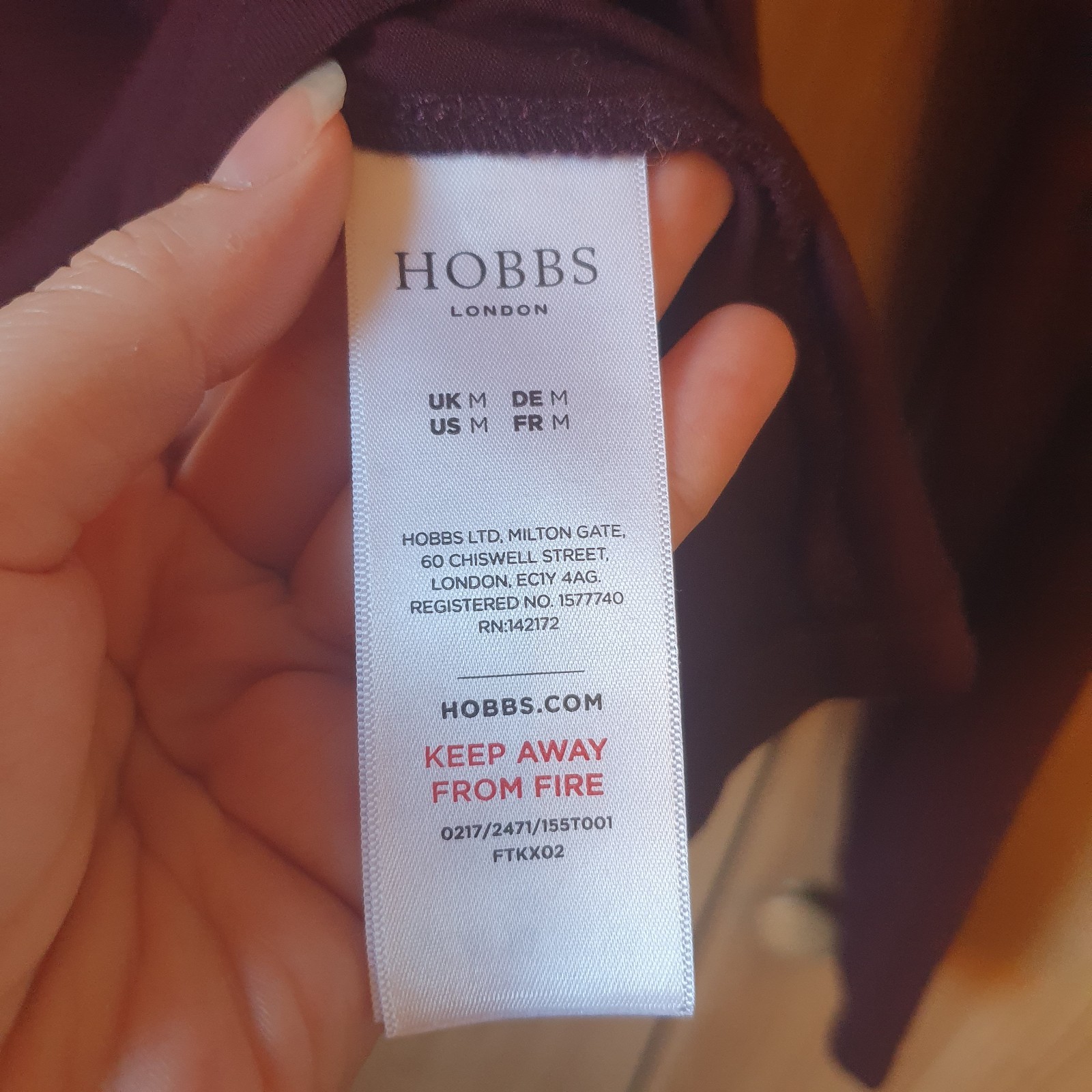Hobbs Collared Long Sleeved Top Viscose Elastane Dark Academia UK M Purple