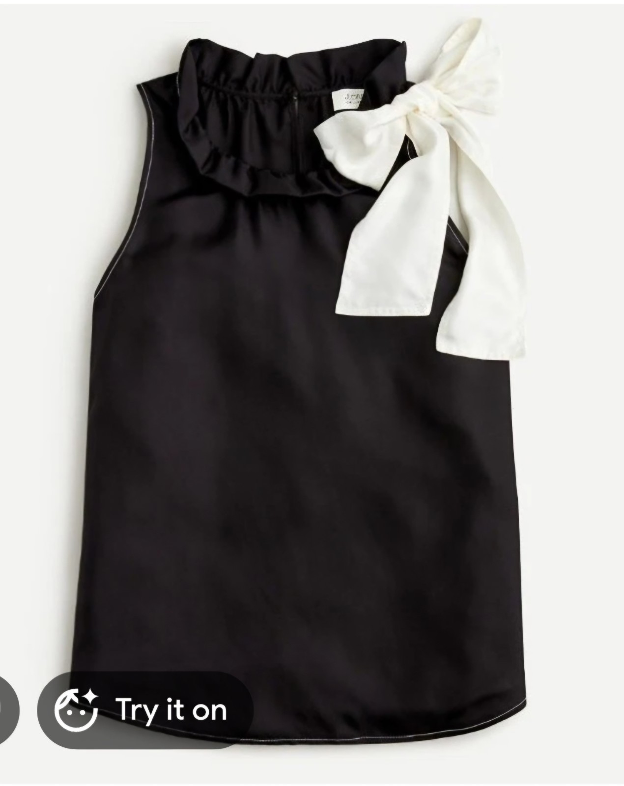 J. Crew 100% Silk Ruflle Neck Shoulder Bow Tie Sleevless Blouse XL