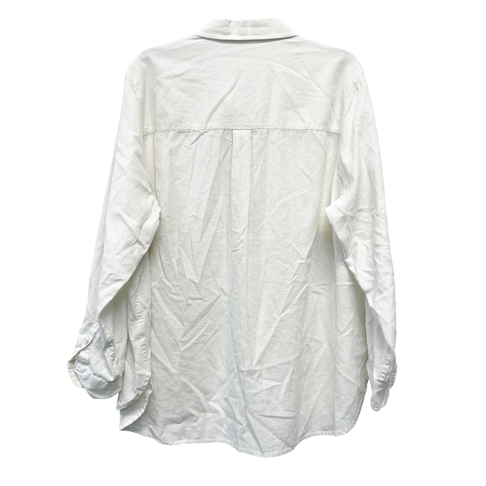 Universal Thread White Linen Blend Relaxed Fit Button Down Shirt Size XXL