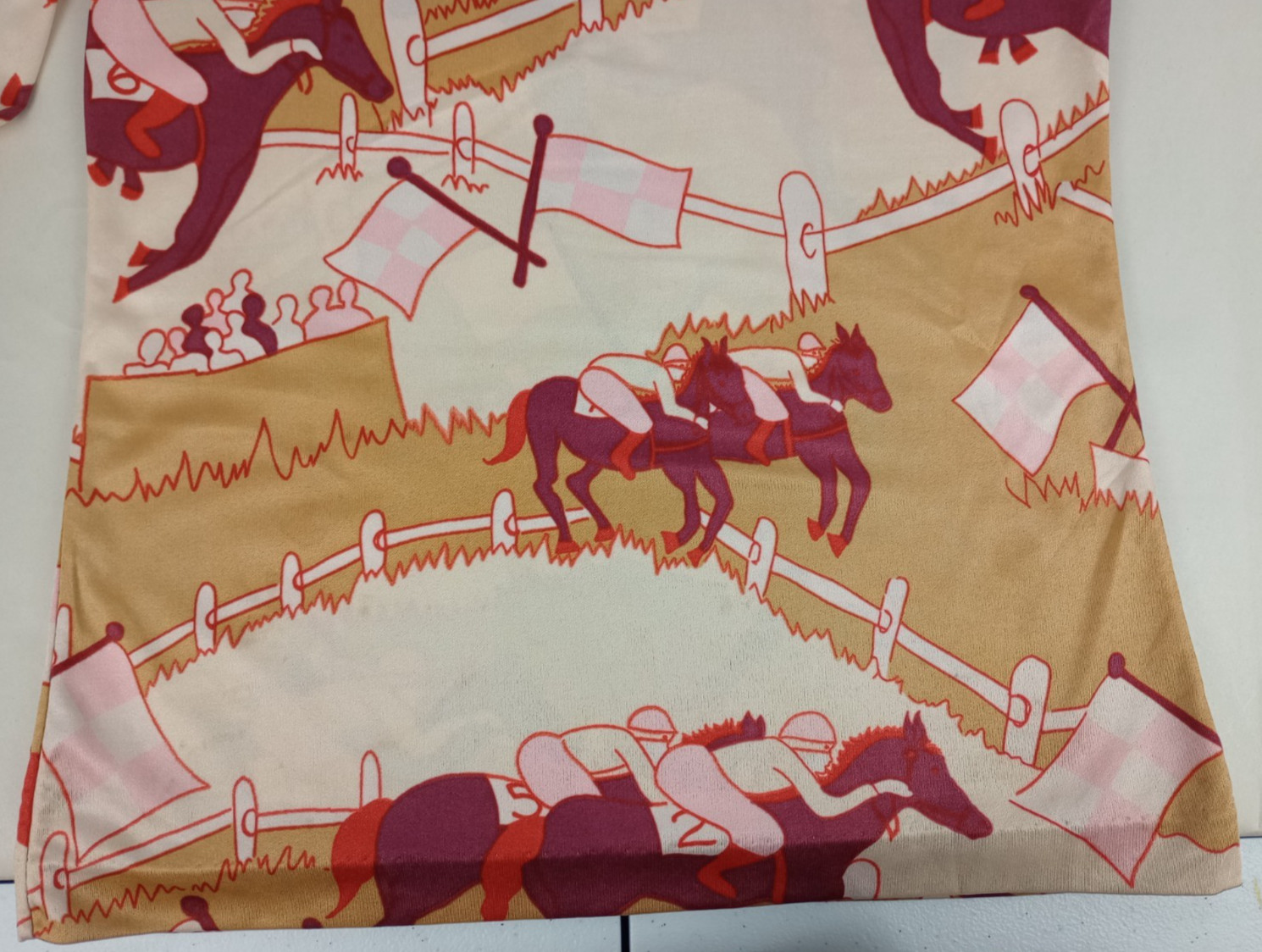 VTG Aileen Teen Junior L Sateen Maroon Gold Cream Horse Long Sleeve Shirt