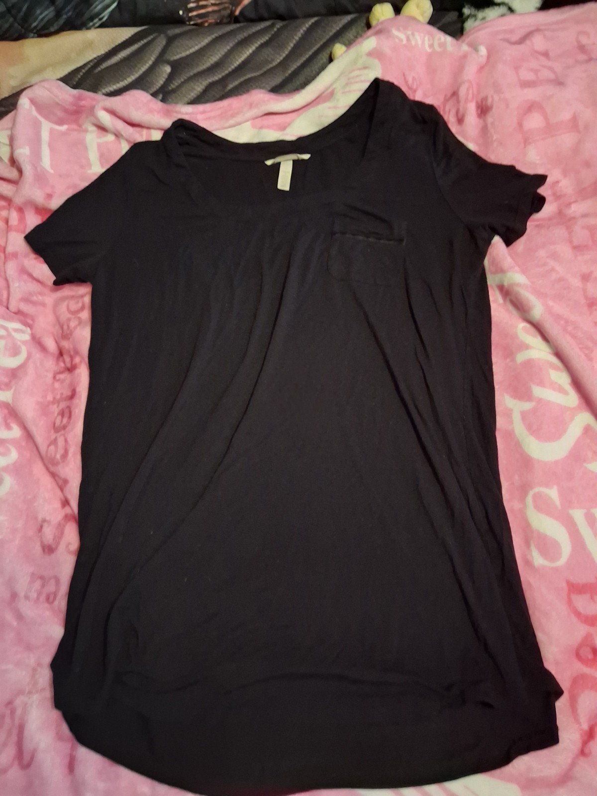Soma~Womens Black, Thin, Tunic Style, Relaxed Fit Shirt With Pocket Size Small
