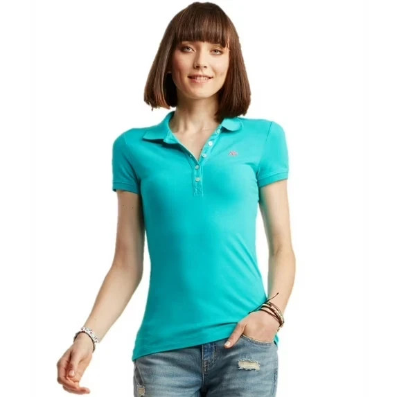 Aeropostale Women’s Polo Shirt XL Lt Teal w Pink Logo NEW