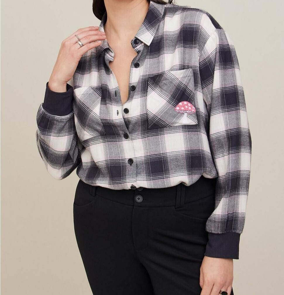 Torrid Flannel Drop Shoulder Button Front Shirt Plus Size 00 M/L 10 #D65505
