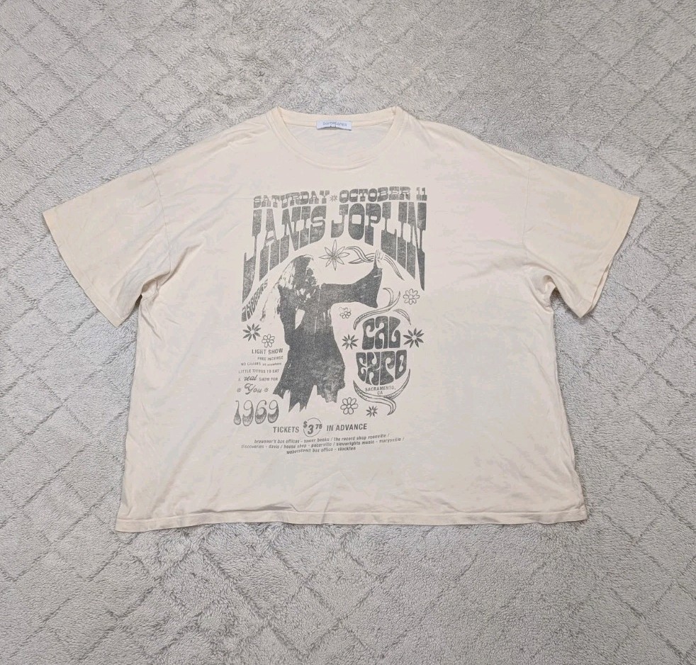Daydreamer Shirt Womens OS White Cream Janis Joplin Poster Tee 1969 Graphic