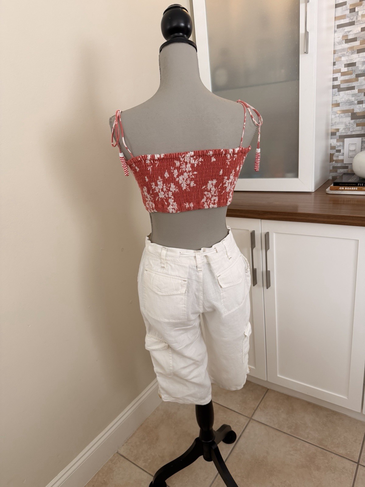 House of Harlow 1960 Boho-inspired Beaded Festival Sweetheart Crop Top – Size S