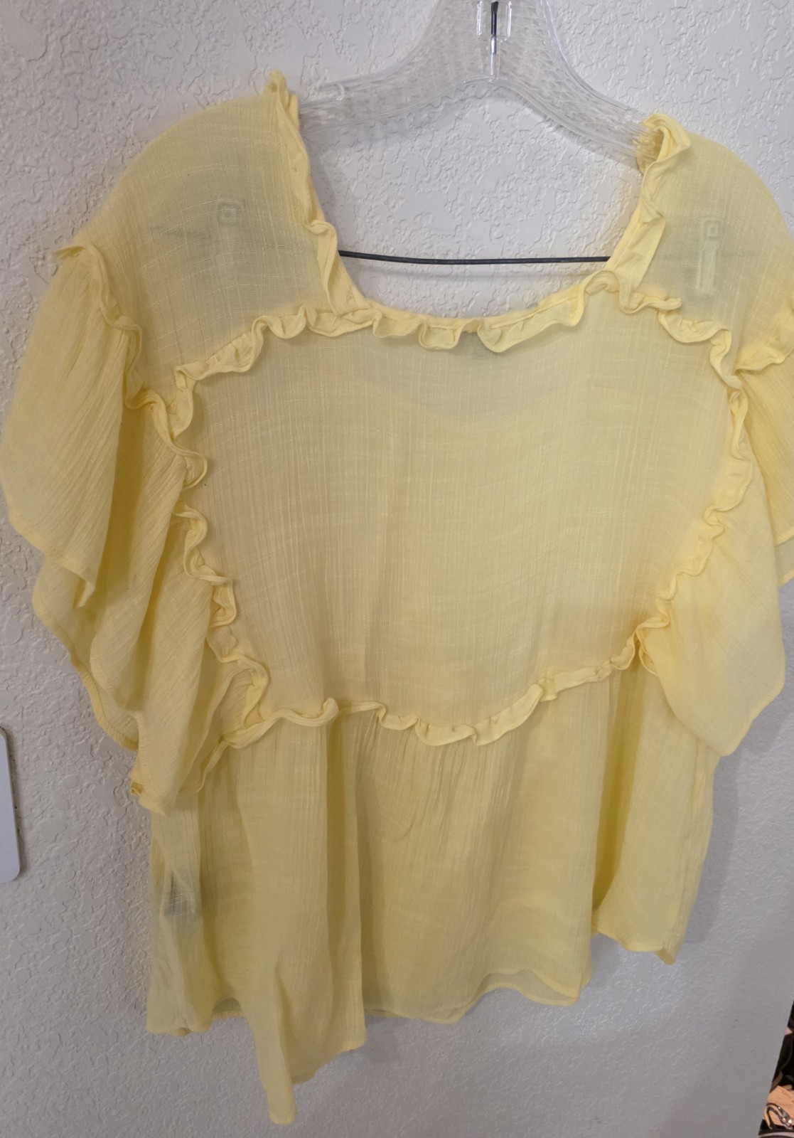 Zac & Rachel Flutter Short Sleeve Ruffled Peasant Boho Blouse Size:M 19″PTP 25″L