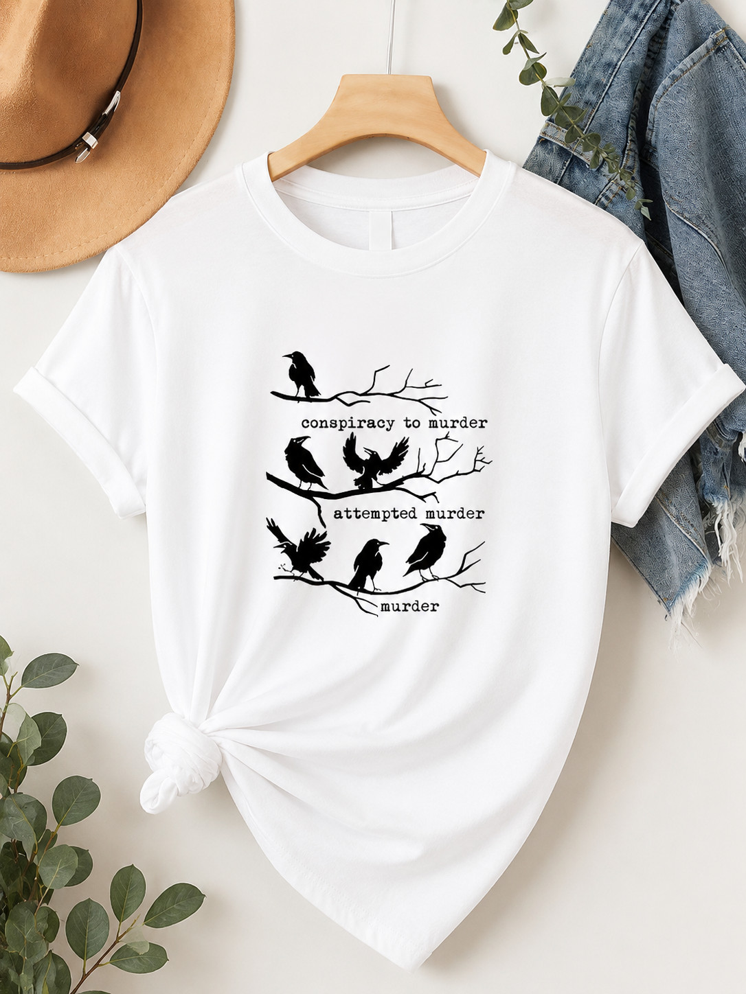 Funny Crow Murder Group Graphic T-Shirt Unisex Raven Bird Humor Tee