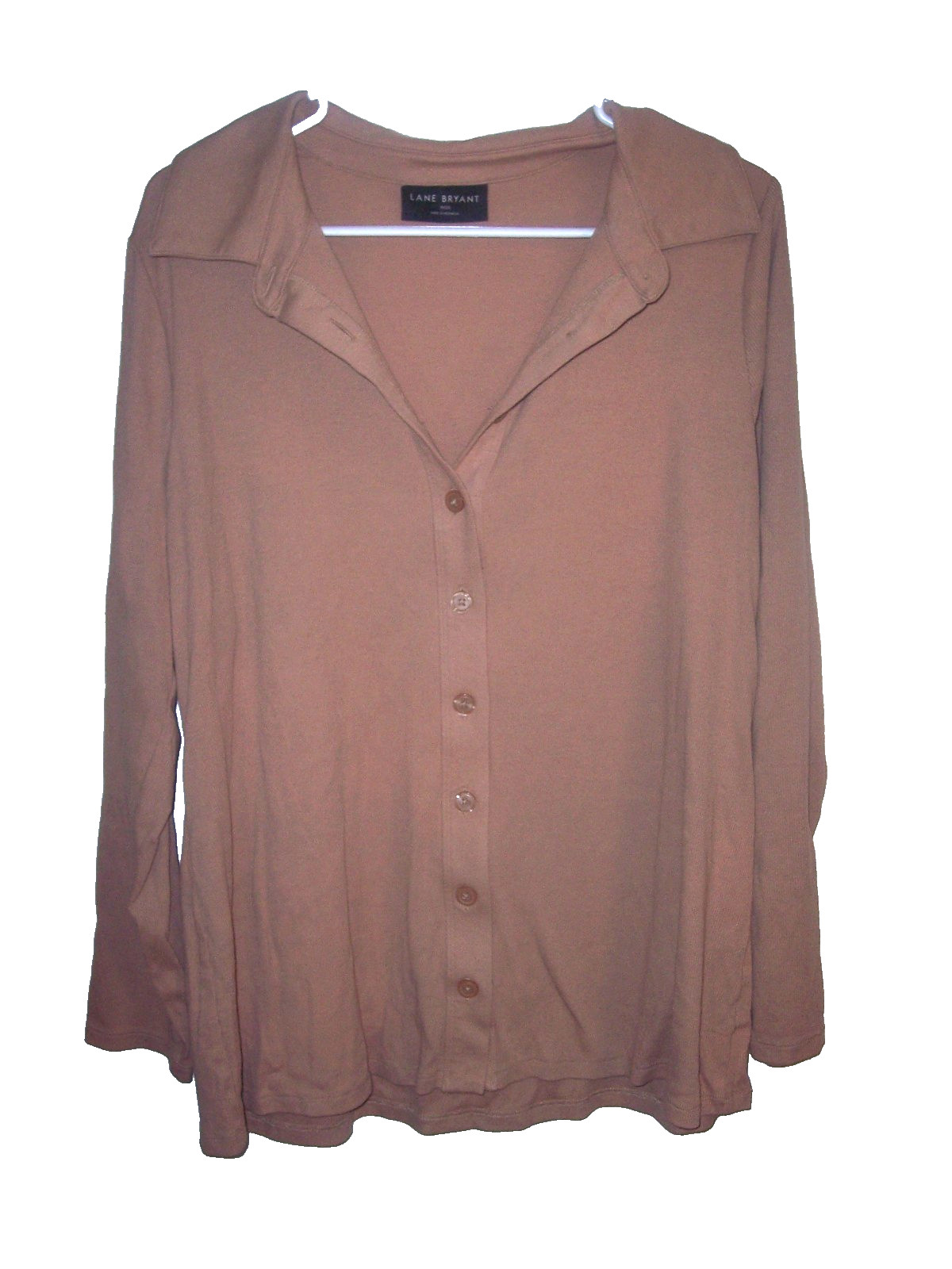 Lane Bryant Women’s Top 18/20 Plus Size Beige Long Sleeve Knit Button Front B8