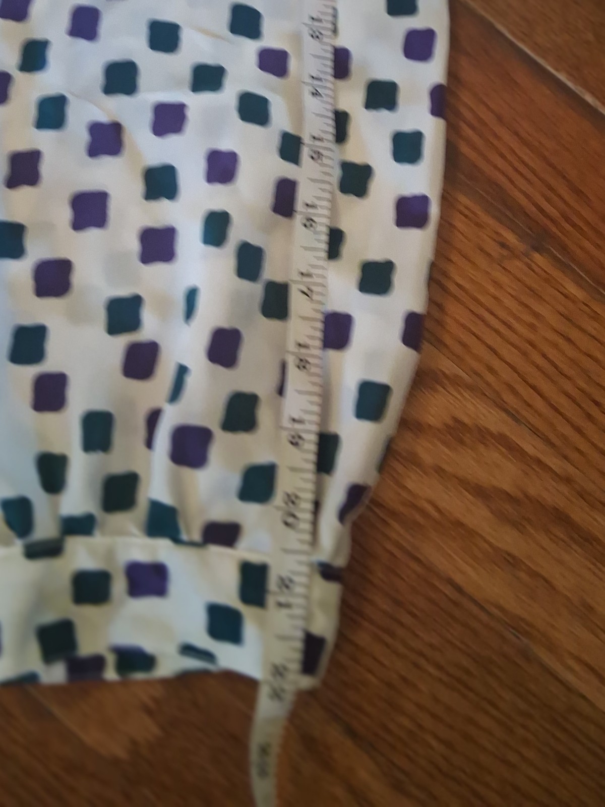 Vintage Leslie Fay Womens Off White Purple And Green Square Print Blouse Size 18