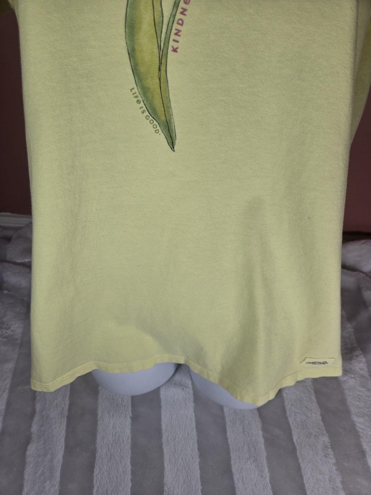 Life Is Good Yellow Crusher Tee Womens L T Shirt Be Kind Pink Tulip Short Sleeve