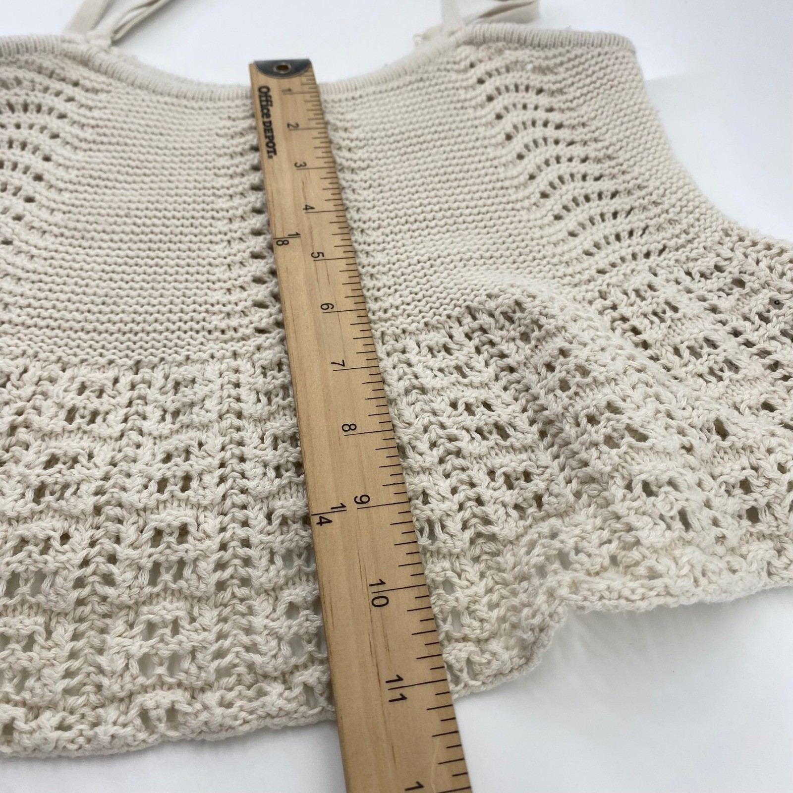 Aeropostale Knit Cami Womens Small Cream Crochet Pointelle Coquette Boho Top