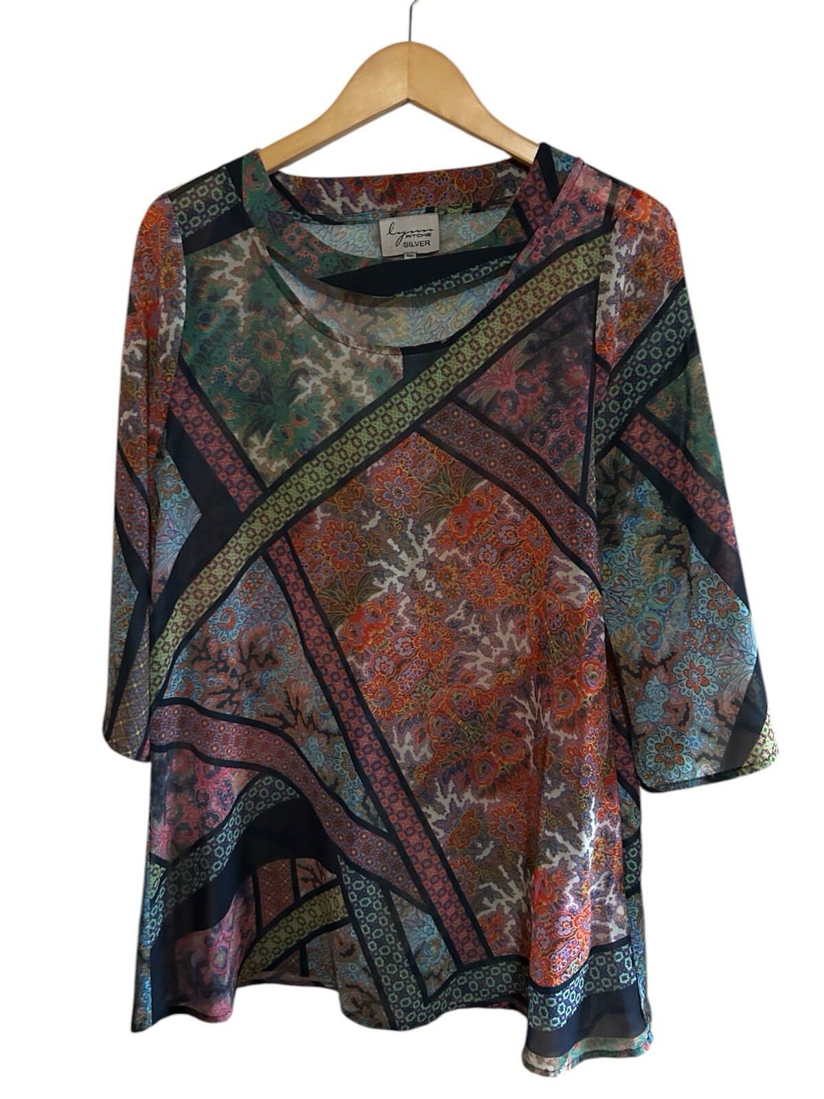 lynn ritchie silver tunic with cutout neckline and matching camisole Sz M