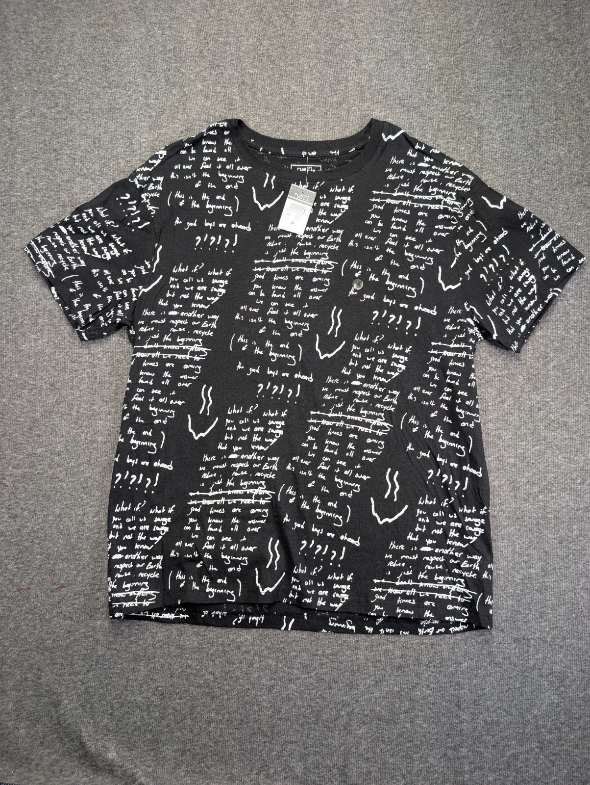 Rue 21 Black Graphic Tee Size Medium Ships Same Day*
