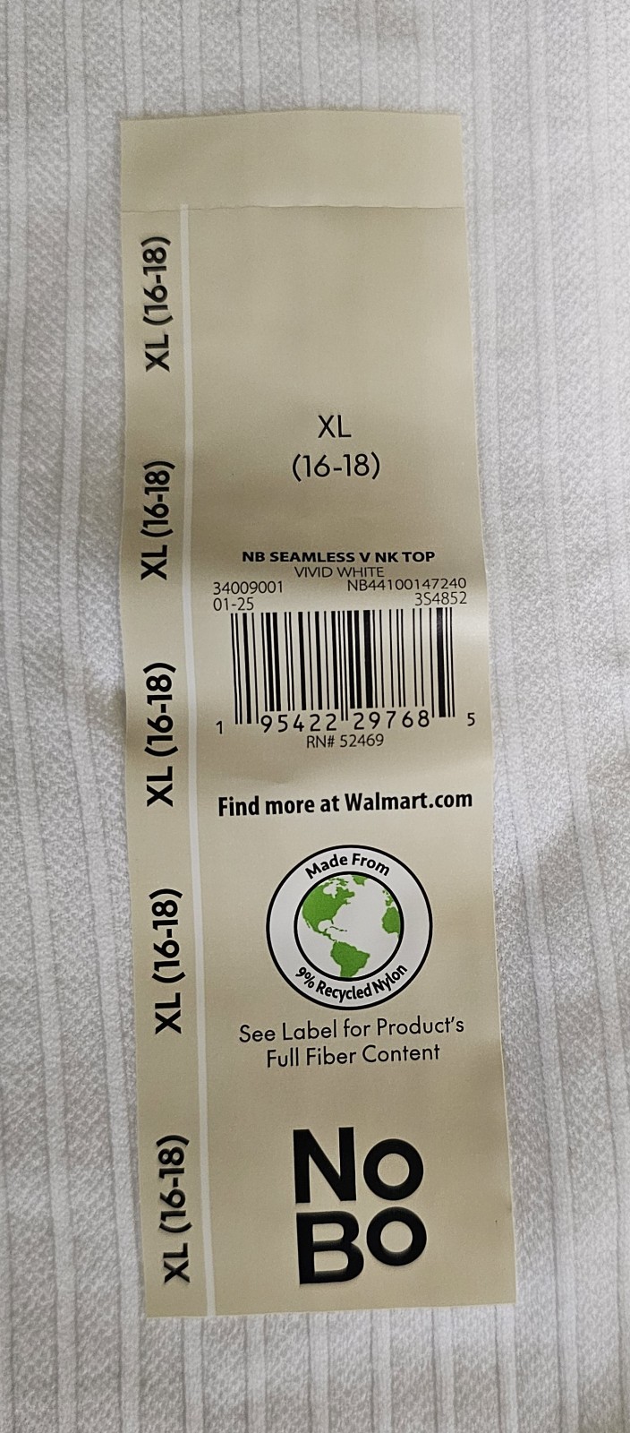 NO BOUNDARIES Women Top Size XL (16/18) Vivid White Nylon/Spandex Ribbed