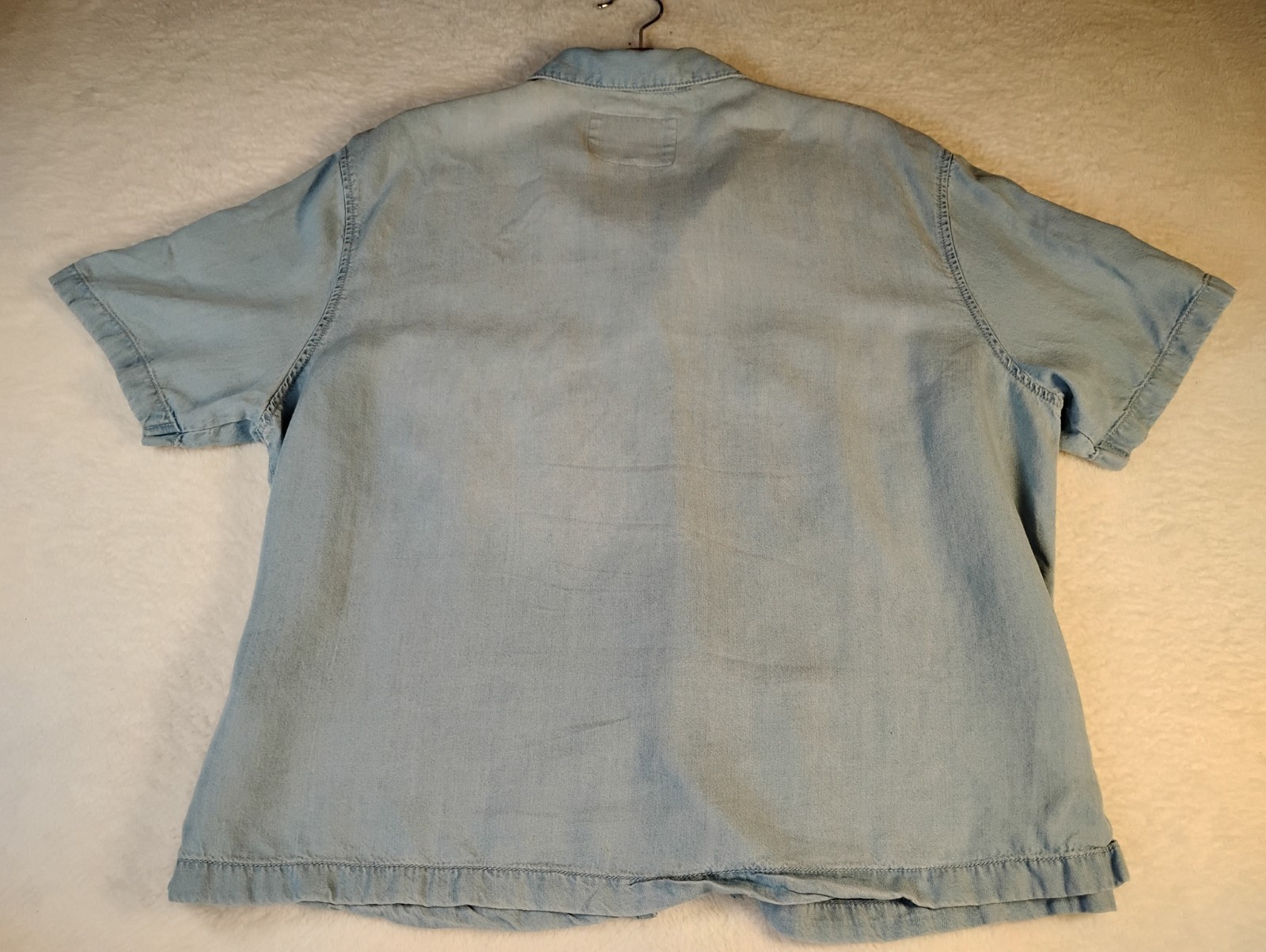 Lola River Womens Button-Down Shirt Chambray Lyocell Pockets Western Size L Blue