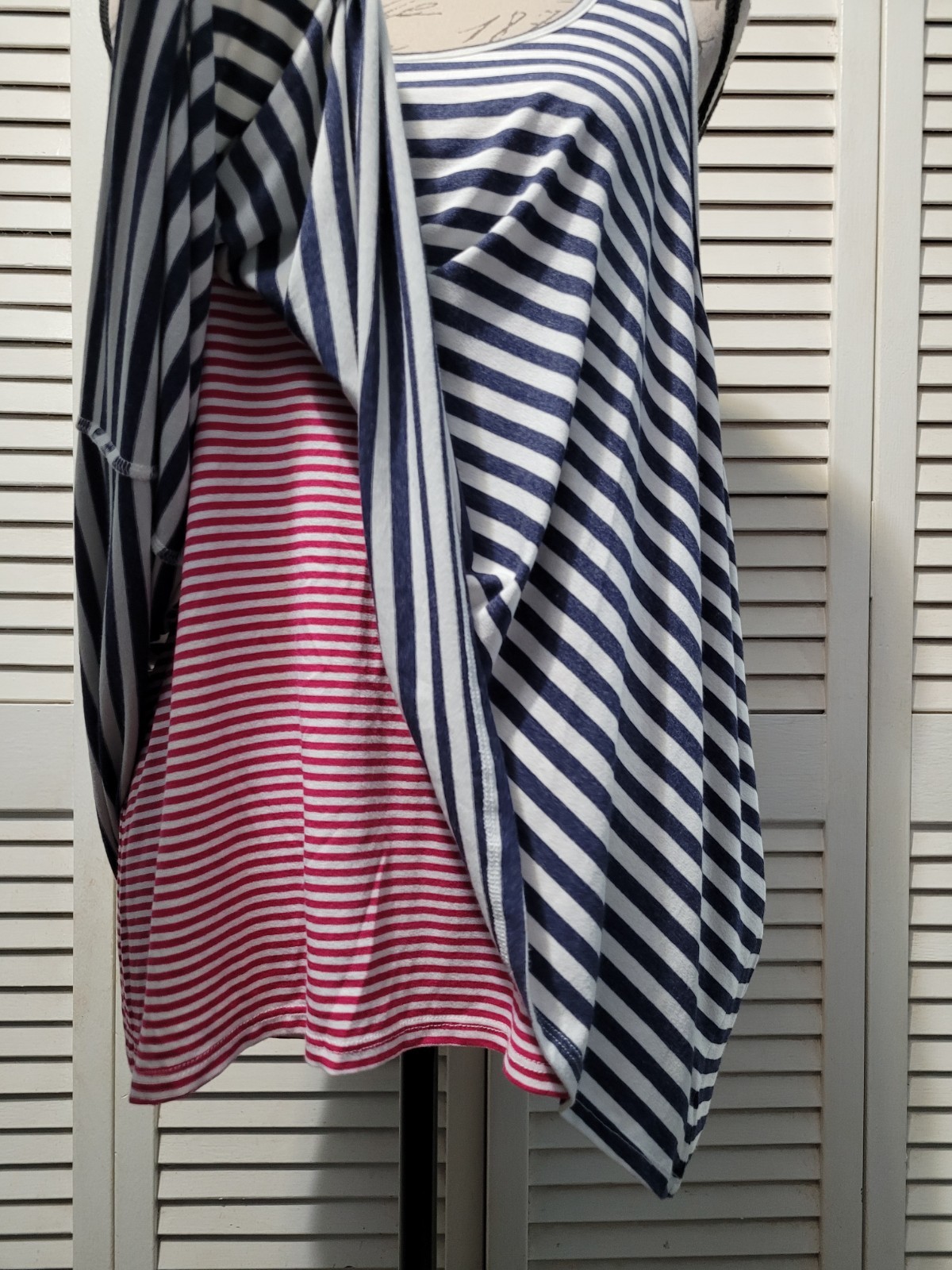 Ella Moss Oversized Layered Tank Top Women’s Large Striped Asymmetric High-Low