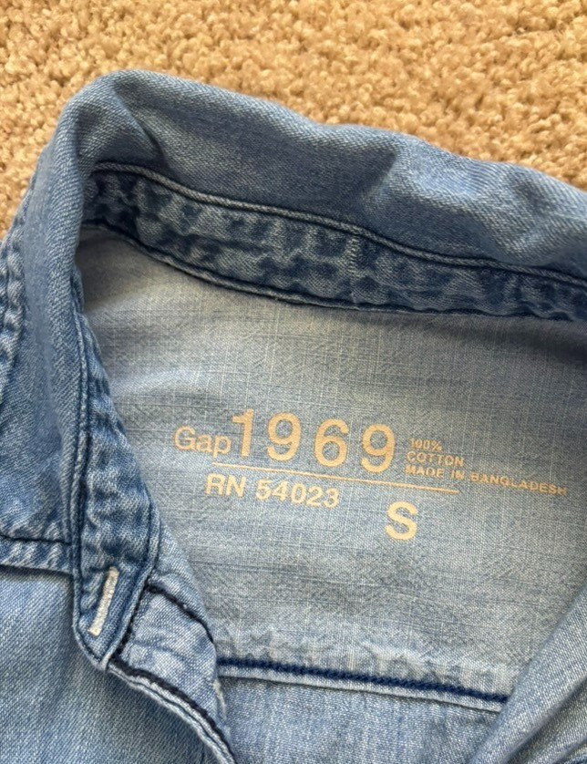 GAP Blue Classic Western 1969 Denim Shirt Size S Cotton Casual