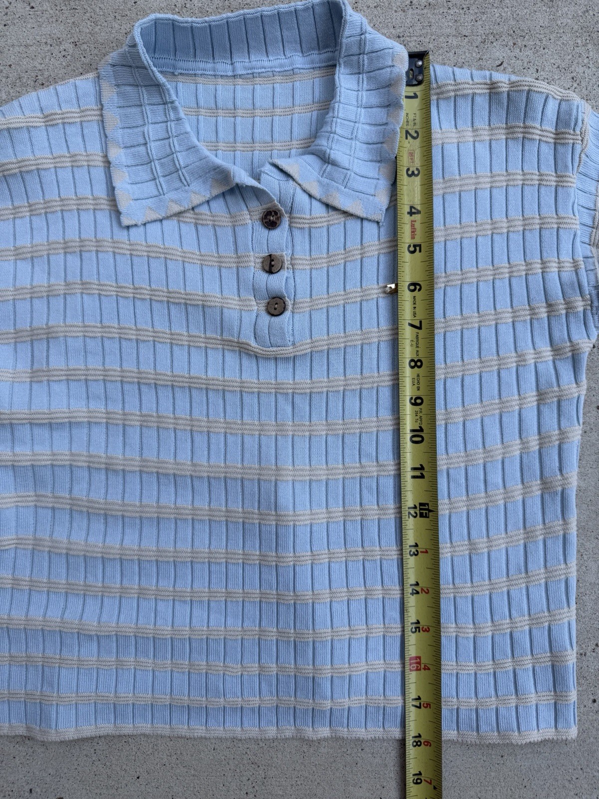 Givenchy Ribbed Knit Striped Polo Shirt Gold Logo Blue Cream Women’s XS S