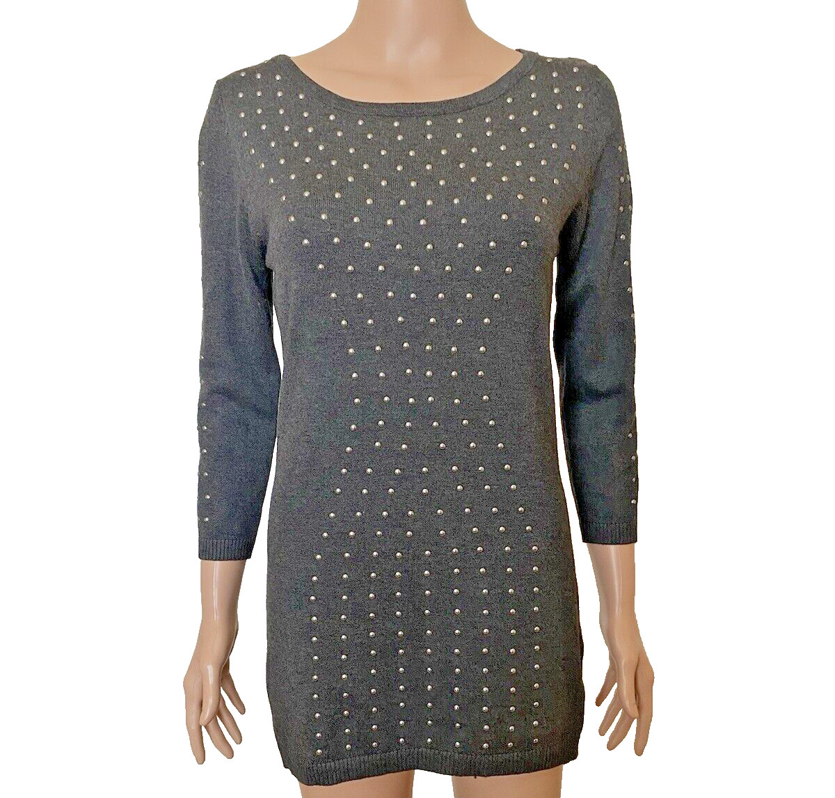 VILA MILANO Studded 3/4 Sleeve Gray Tunic Top Medium – Excellent
