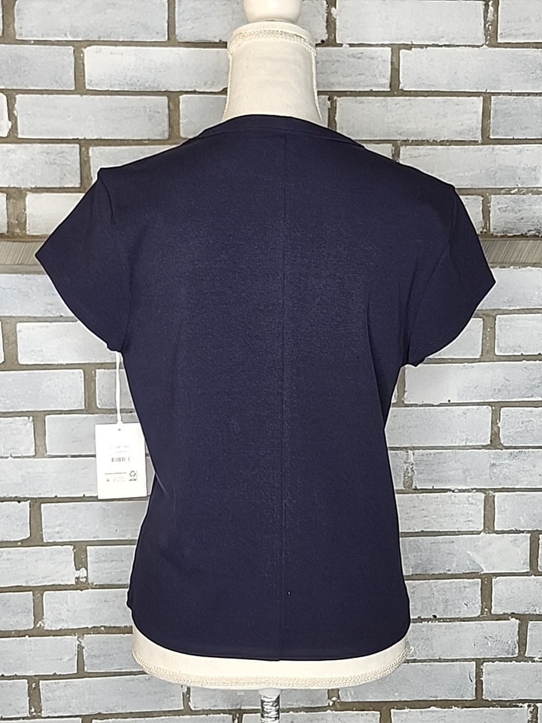 NWT Free Assembly Womens Short Cap Sleeve T-Shirt Tee Size Large Darkest Navy