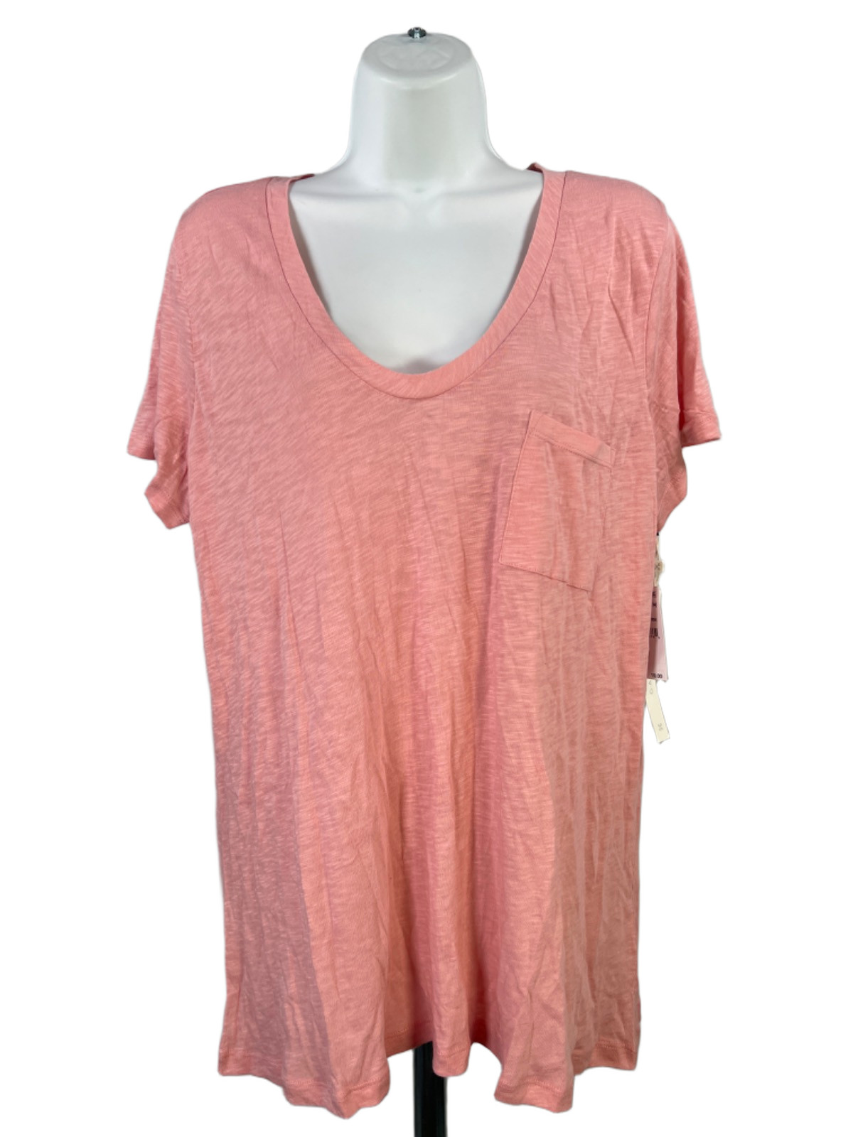 Caslon Women’s Pink Pocket Front Scoop Neck Short Sleeve T-Shirt – XL