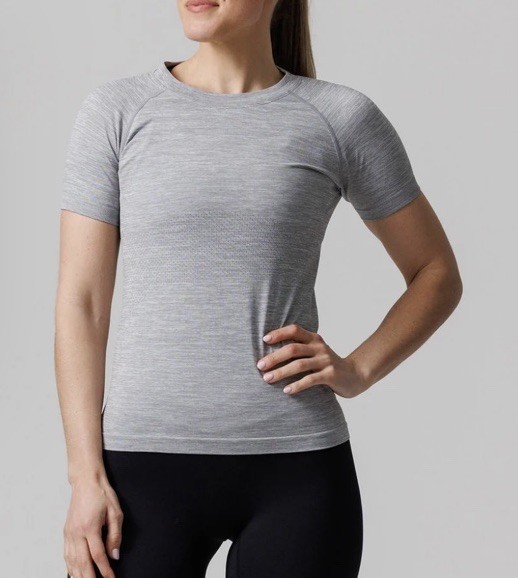 THREE NAILS Women’s SEAMLESS TEE – GREY MARL, Large