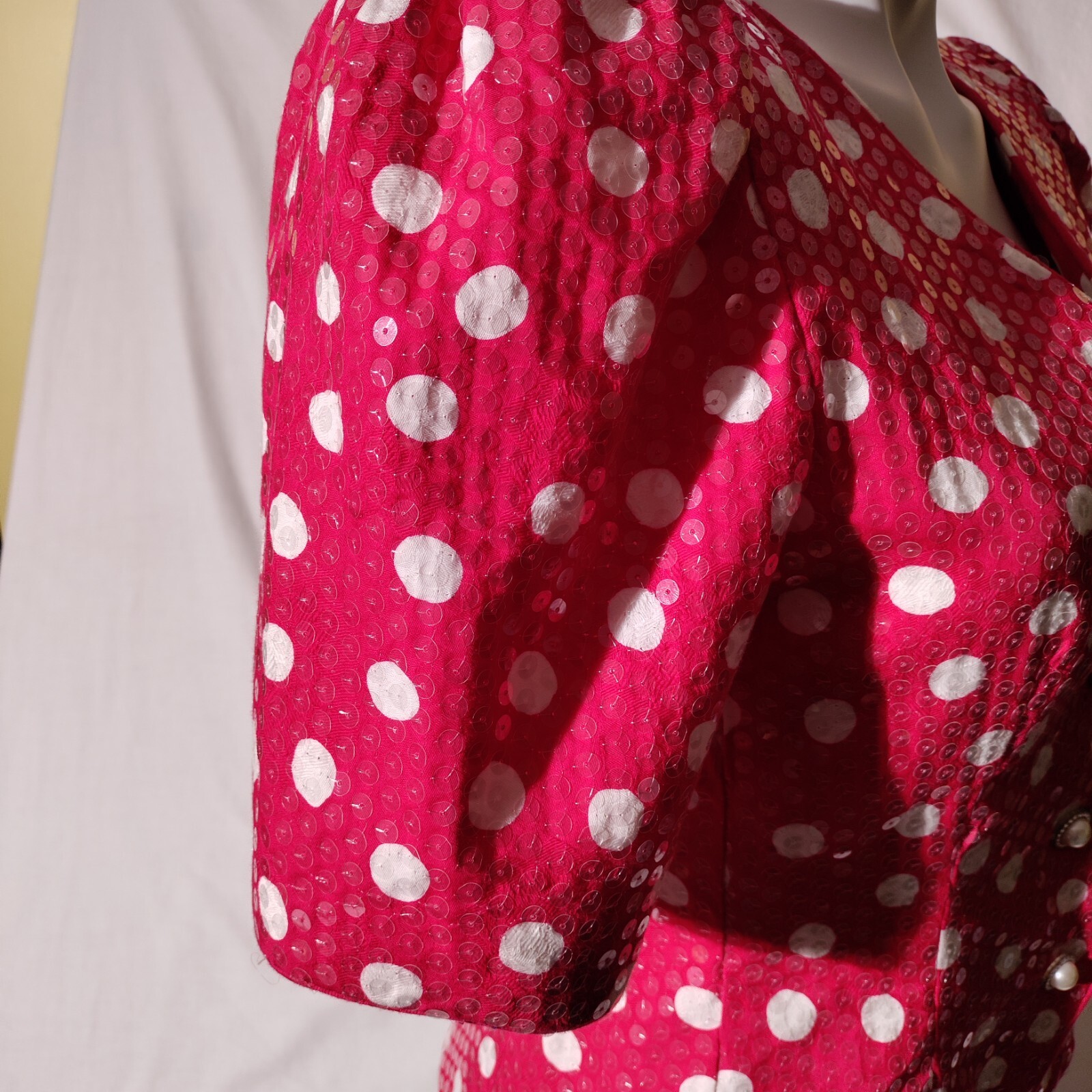 Rickie Freeman for Teri Jon Pink White Polka Dot Fun Vintage Size 4 100% Cotton