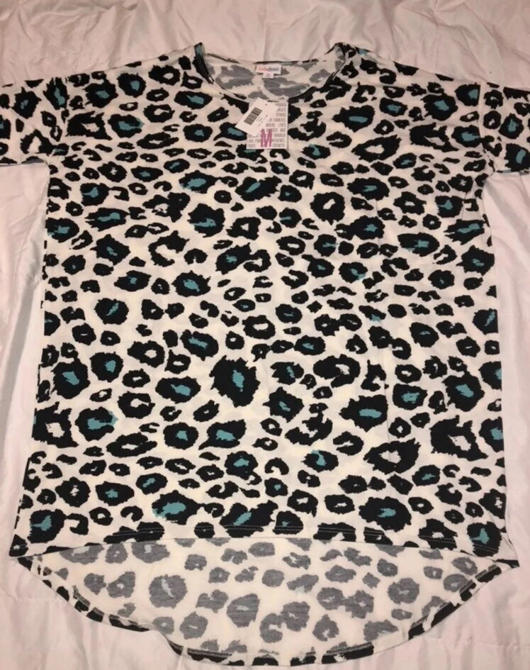 Lularoe Irma Tunic Animal Print Shirt 16/18 Cheetah White/Blue Unicorn Large 🦄