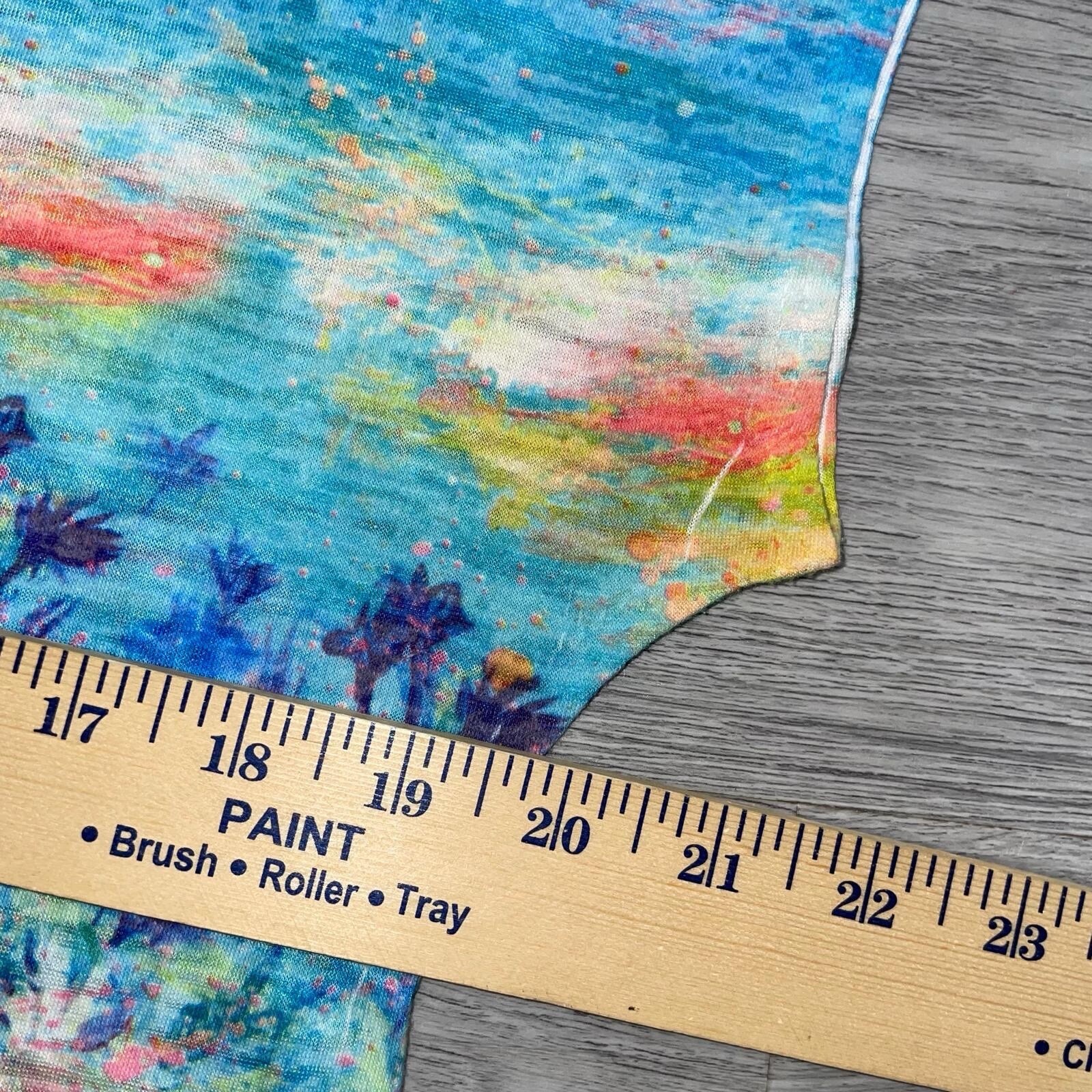 Leoma Lovegrove Womens Medium Multi Abstract Colorful Beach Wearable Art Top Tee