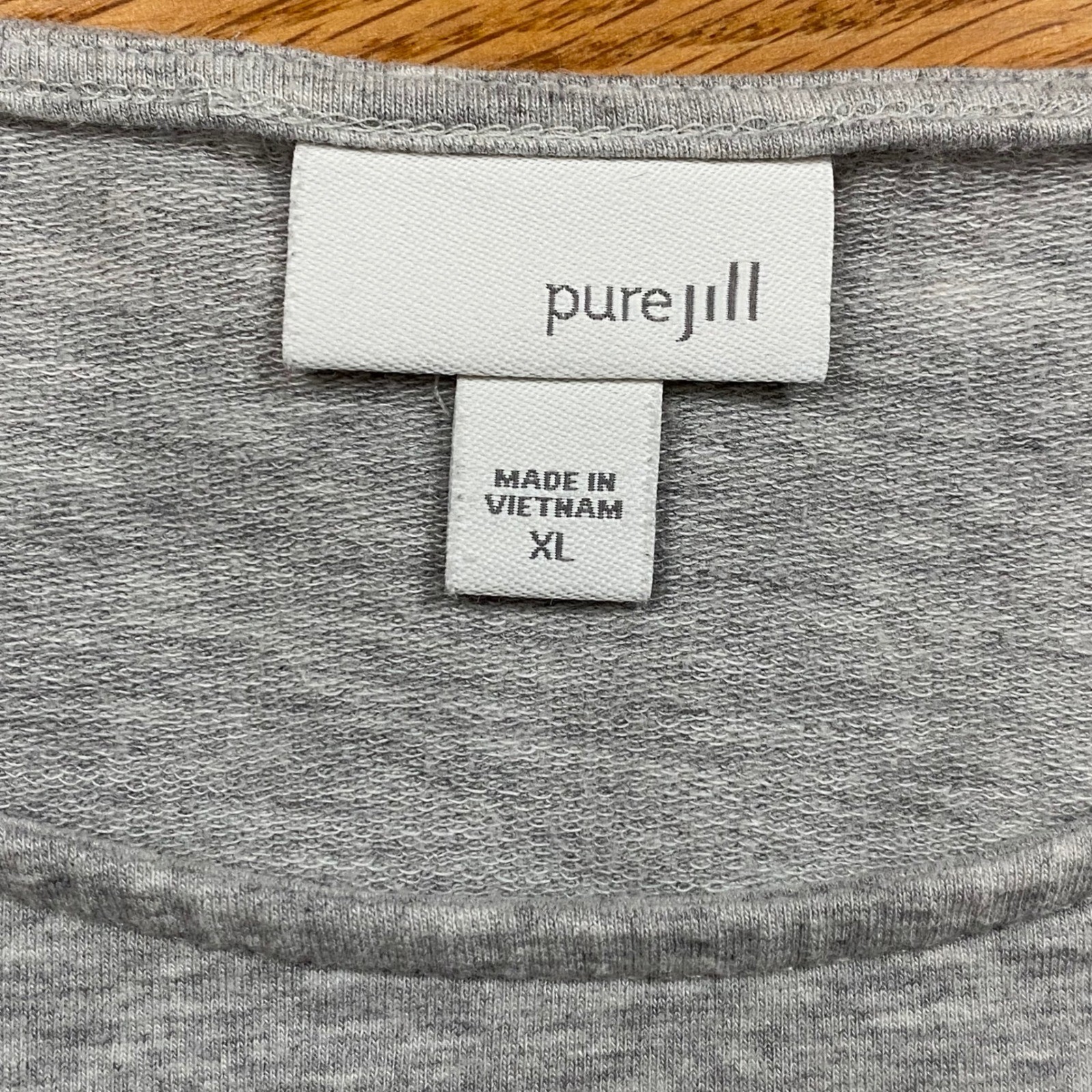 Pure Jill Pima Cotton Modal Pullover Women XL Grey Pocket Minimalist Loungewear