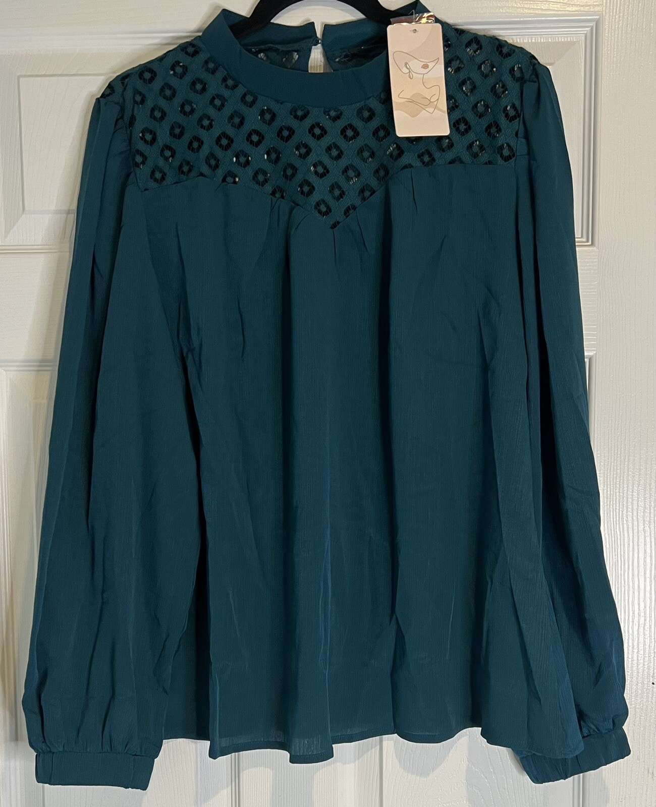 Women’s Flowy Teal Green Blouse Size L – A0127