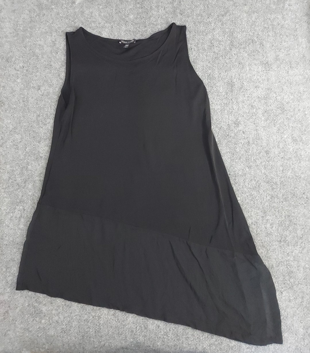 Eileen Fisher Tank Top Womens Small Black Assymetrical Hem Tunic Stretch Casual