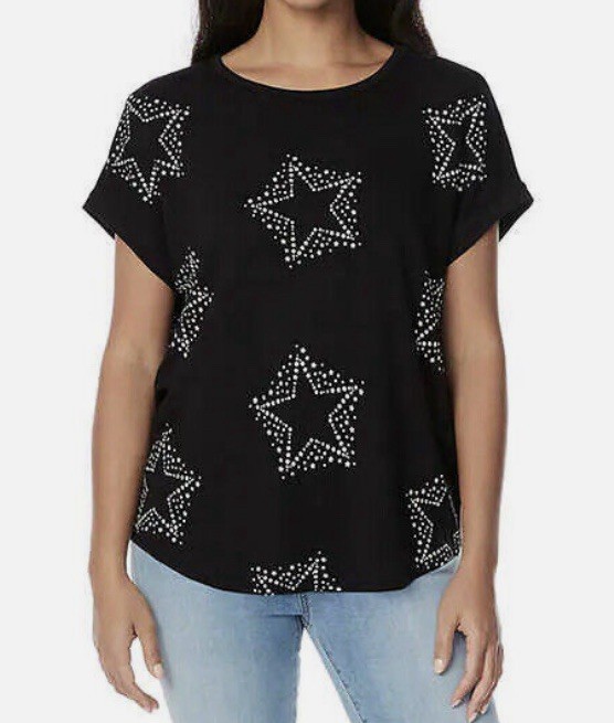 Celestial Star Rocker Punk Black Tee NWOT Size S Concert Black Whimsigoth Fun
