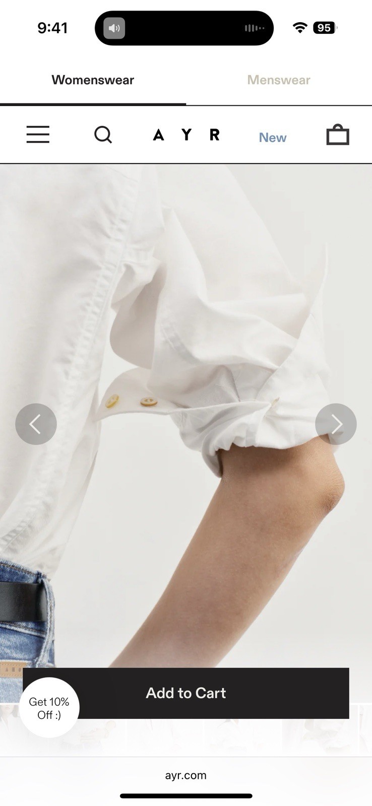 AYR The Tate Button Down Shirt Women’s Size Medium Oxford White