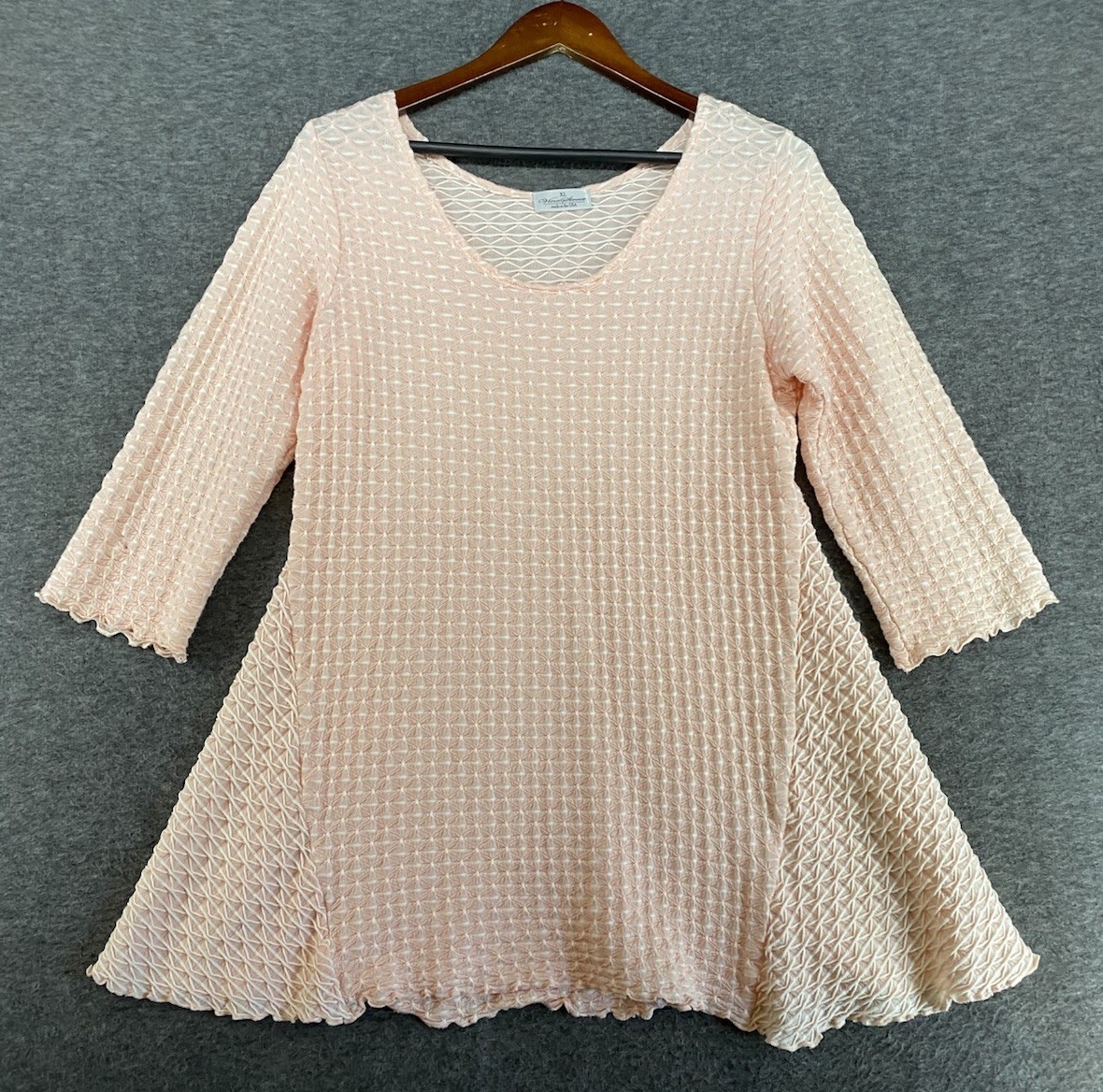 Vine Street Pink Tunic Blouse Textured Light Knit Women’s Size XL Top See Pics