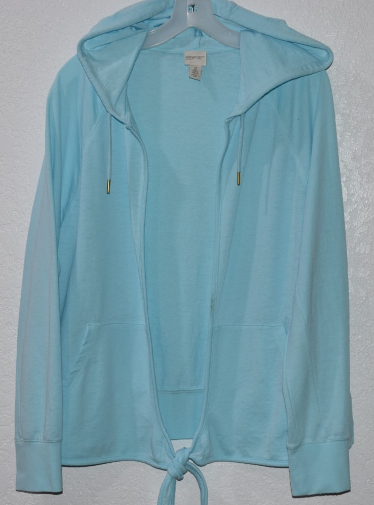 Chicos Zenergy Open Front Hooded Aqua Blue Jacket Cardigan Size 2 (10/12) Large