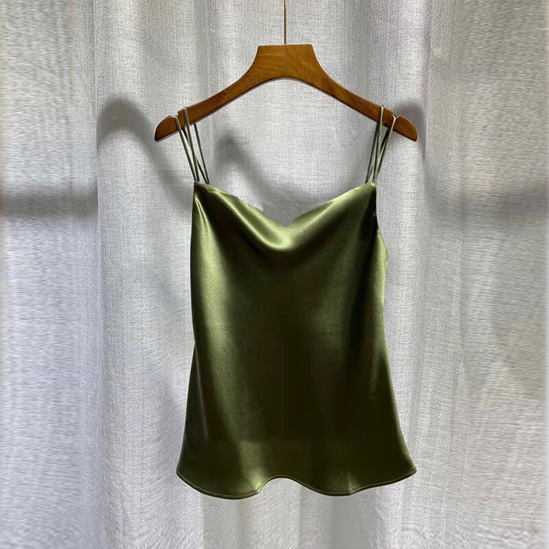 Ladies Silky Tank Top Strappy Satin Vest Casual Shirt Sleeveless Solid Vest Tops