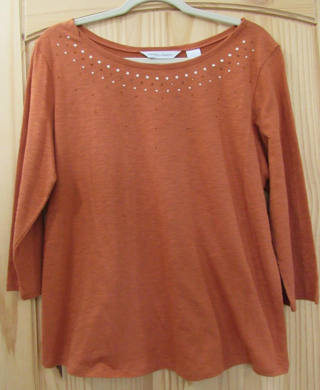 Draper’s & Damons Shirt Womens Large Long Sleeve Studded Pullover Top Fall