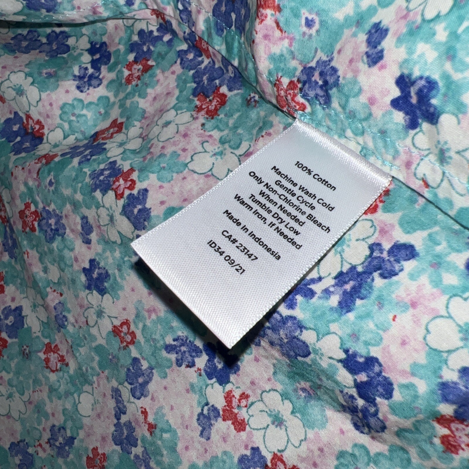 Nwt New TALBOTS Cotton Tropical Blue Green Shirt Blouse L Lp red white