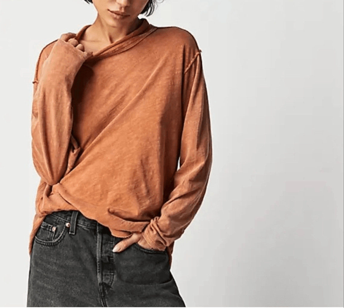 Free People We The Free Women’s Long Sleeve Regan Tee sand M NEW
