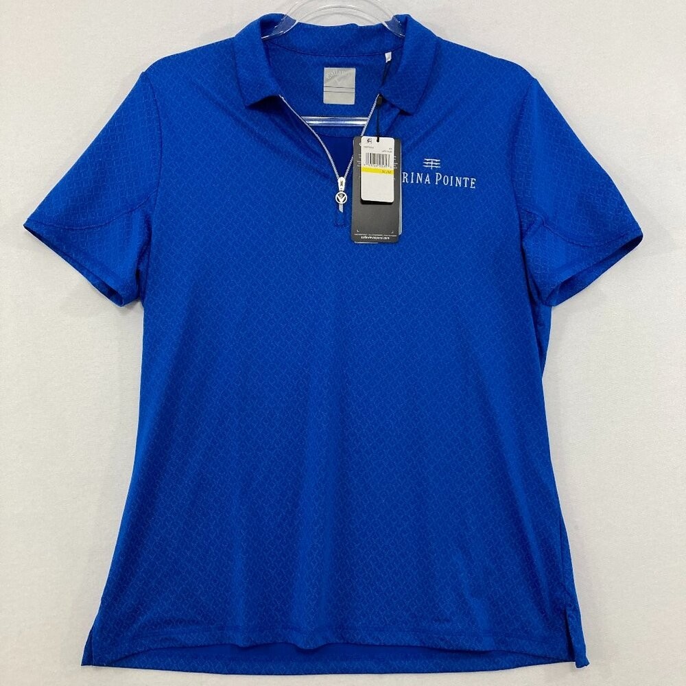 New Callaway Medium Women’s Opti-Dri Royal Blue Quarter Zip Polo Shirt Active