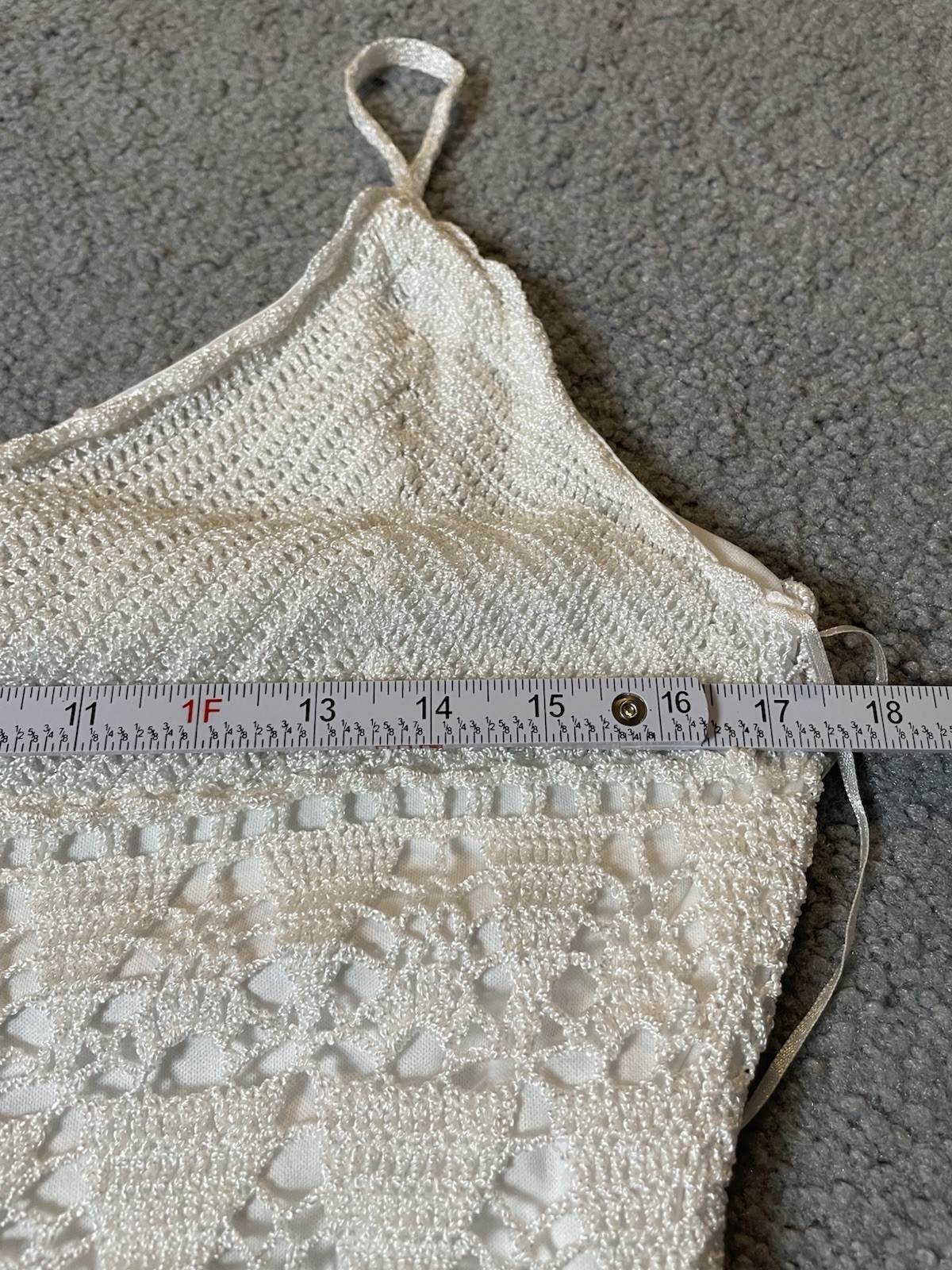 Pursuits Limited Crochet Tank Top Sz L White Open Knit Clubwear City Party
