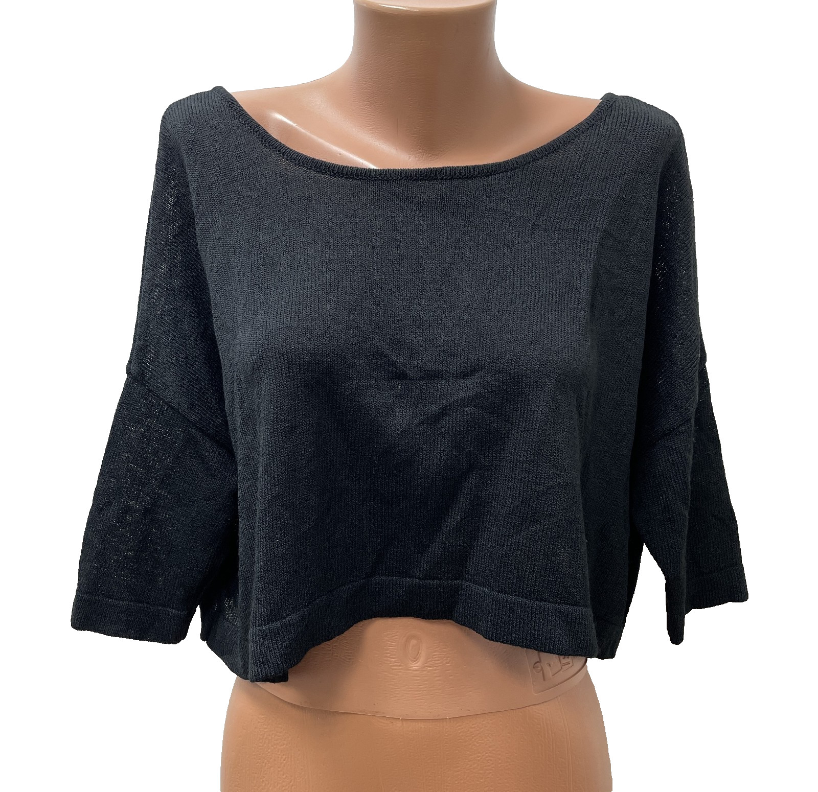 SARAH PACINI Women Jumper Black Knitted Crop top Relaxed One size S / M / L